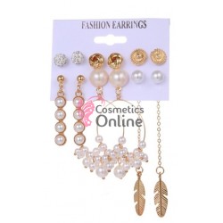 Cercei pentru dama moderni EARR31 Aurii Set de 6 perechi